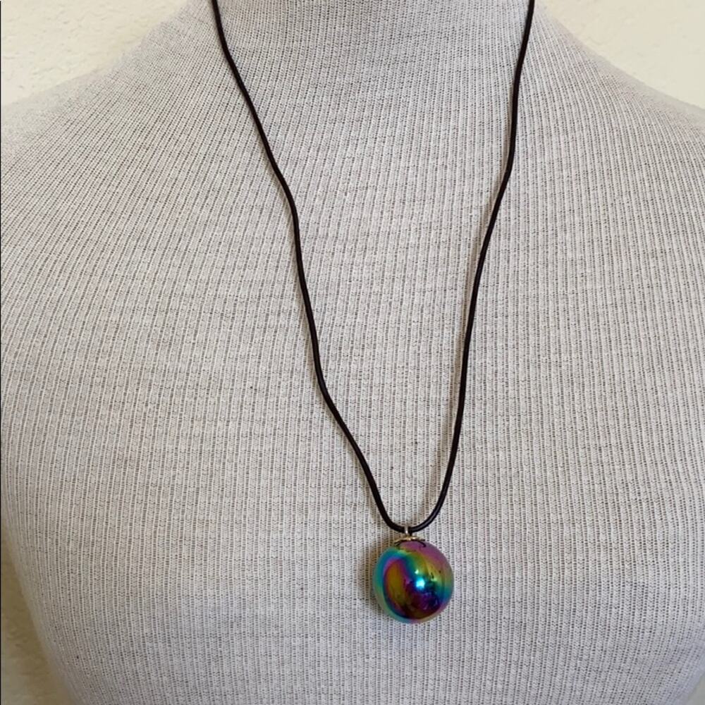 Rainbow metal bell necklace
